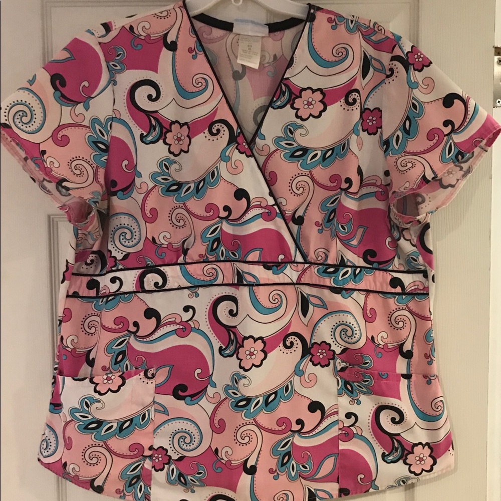 SCRUB top... pink, blue white